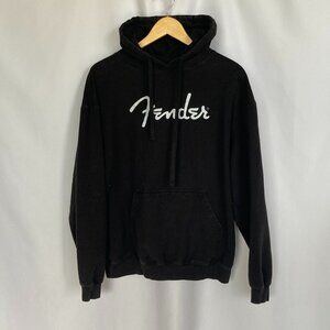Fender Unisex Spaghetti Logo Black Hoodie White Logo Size Large EUC